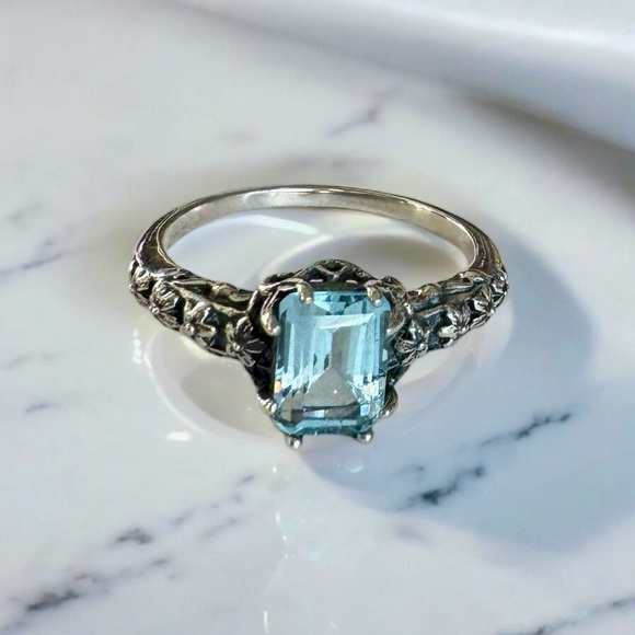 Sky Blue Topaz Sterling Silver Ring (9) - Picture 7 of 12